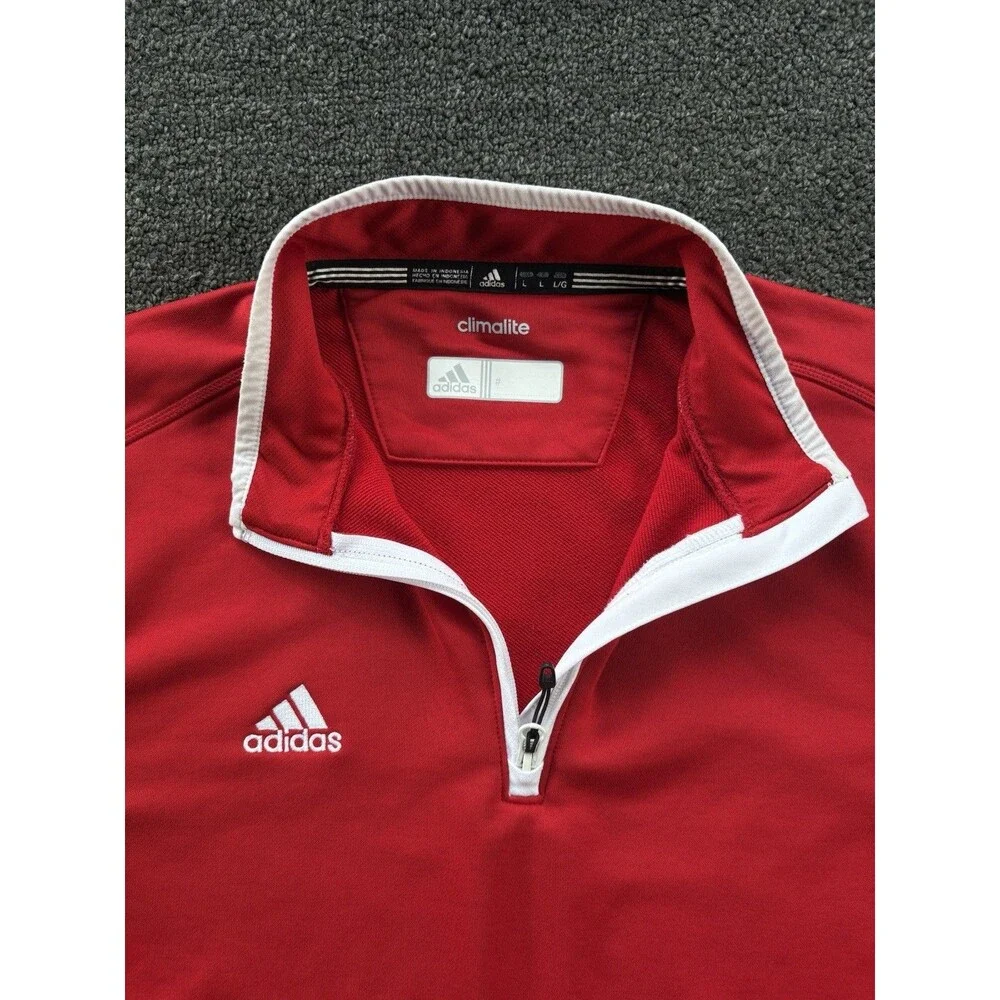 Adidas‎ Climalite Red 1/4 Zip Short Sleeve Training Top Size Large